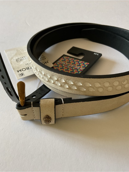 KURT GEIGER LONDON WOMENS BELT CLEAR STUDDED ON BONE FAUX LEATHER M/L NWT main image 9